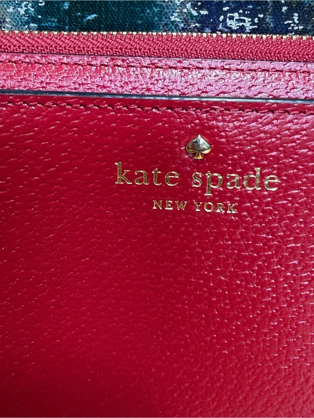 Kate Spade Classic Red Pebbled Leather Double Zip Wristlet Wallet
